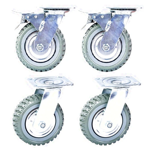 Cedmon Mateda 6 inch All Swivel Caster Wheels, Heavy Duty 4Pcs Pack Anti-Skid Rubber Swivel Casters with 360 Degree Top Plate (2 with Brakes Lock & 2 without)