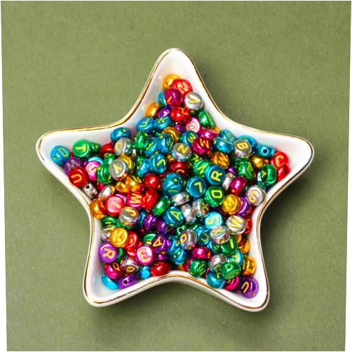 Accead 1000pcs 4x7mm Round Letter Beads Colorful Acrylic with Letter Alphabet for Jewelry Making (Multicolor Gold)