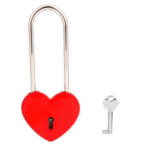 VeYocilk Love Lock Heart Padlock,Red Single Heart Wish Lock with Key for Lovers Wedding,Valentine's Day,Anniversary,Travel(with Key)