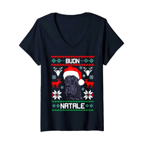 Abbigliamento per gli amanti dei cani Womens Merry Christmas - German Great Dane - Sweet Christmas Dog V-Neck T-Shirt