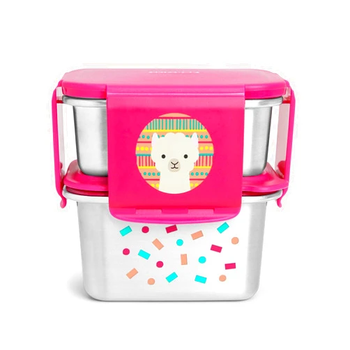 Skip Hop Toddler Stainless Steel Lunch Box Kit, Zoo, Llama