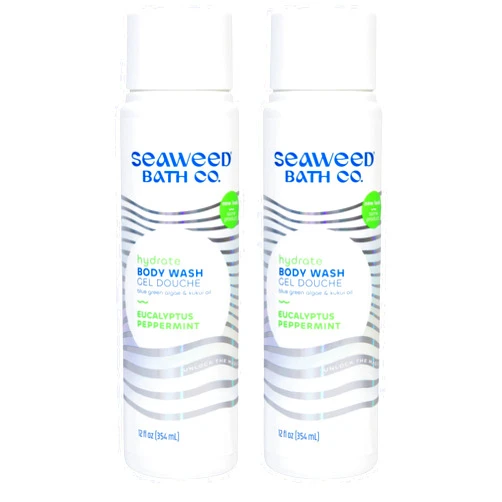 The Seaweed Bath Co. Seaweed Bath Co. Hydrate Body Wash - Eucalyptus Peppermint - Hydrating Foaming Cleanser with Nourishing Natural Ingredients - Vegan, Paraben and Sulfate Free Shower Gel - 12 oz (Pack of 2)