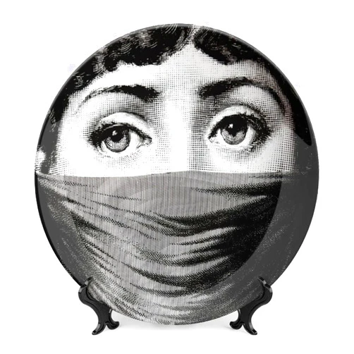 Yuaben GETLF Lina Cavalieri Plate, Wall Decorative Plate, Mysterious Face Plate Wall Hanging Decoration,Including Bracket and Special Spring Hook,B3,8inch