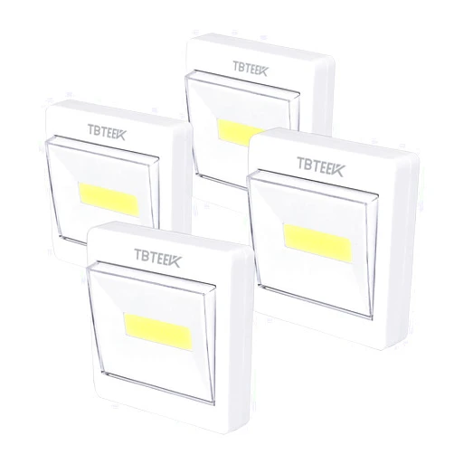 TBTeek Closet Light, Super Bright, Battery Operated, Stick Anywhere, 200 LM Cob Led Lamp, Light Switch Nightlight, Tap Lights for Closet, Shed, Attic, Emergency (4 Pack)