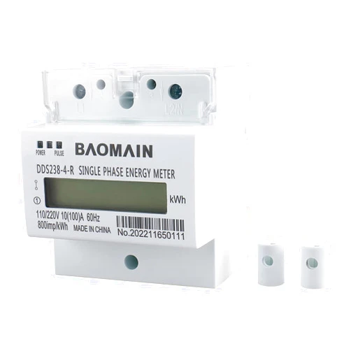 Baomain DDS238-4-R DIN Rail Single-Phase Three-Wire Kilowatt Hour kwh Meter 10A(100A),110V/220VAC,60Hz,LCD Display Energy Meter for AC Systems