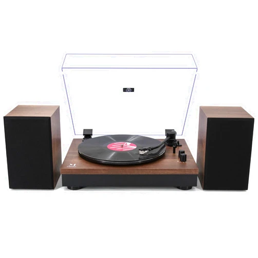 M MUSIC PUBLIC KINGDOM Turntable HiFi System with Bookshelf Speakers, Wireless Turntable,Built-in Phono Preamp, Belt Drive 2-Speed, Counterweight, AT-3600L (Walnut Wood