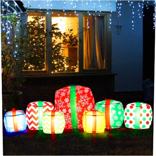 Liliful 7 Pcs LED Christmas Inflatables Outdoor Decorations 6.6 Ft Inflatable Joy Santa Claus Large Christmas Blow up Decor for Xmas Party Yard Lawn Garden Outdoor(Classic Christmas)
