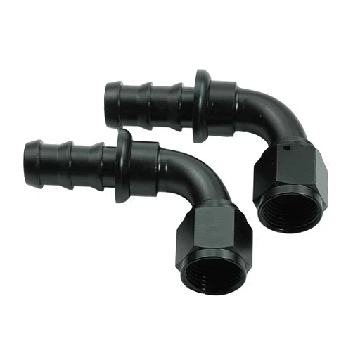 Mogankey 6AN 90 Degree Push-lock Swivel Hose End Fittings for Rubber Fuel Line Oil Fuel Cooler Kit Reusable Hose Adapter Anodized Aluminum 2-Pack
