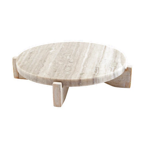 Mud Pie Marble Wood Pedestal, 2
