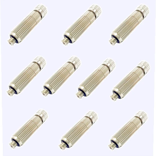 Closmos High Pressure Brass Nickel Plated Misting Nozzle for Outdoor Cooling Mist System, 0.5mm Ceramics Orifice, Anti-Drip Cleanable, 10pcs