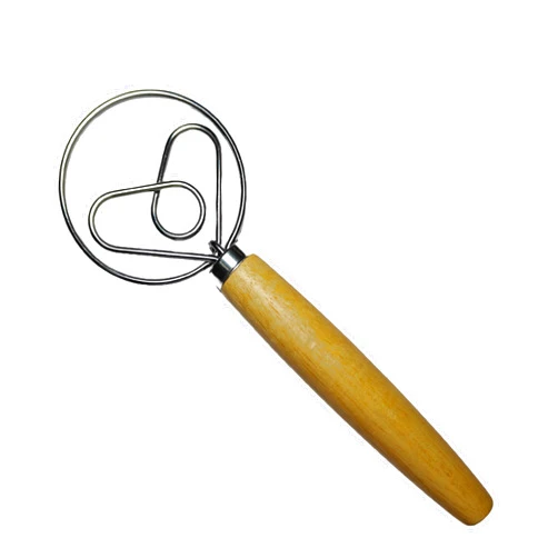 AAEJE Danish Dough Whisk- Stainless Steel Bread Mixer with Wooden Handle-Effortlessly Mix Perfect Dough - Versatile Kitchen Tool for Mixing and Whisk