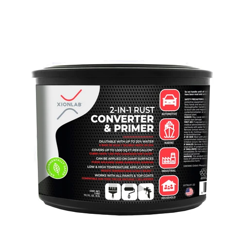 Xion Lab XIONLAB 2 in 1 Rust Converter & Metal Primer - Covers Up to 4X More - Industrial Grade Water Based UV Resistant Rust Reformer - No Top Coat Needed - Rust Inhibitor Works On Damp Surfaces (Pint)