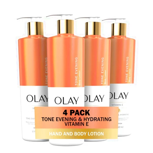 Olay Tone Evening and Hydrating Body Lotion, Deep Moisture, 17oz (Pack of 4)