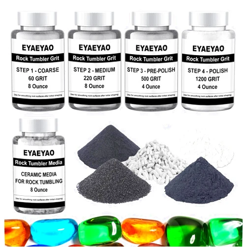 Eyaeyao Rock Tumbler Grit and Ceramic Tumbling Media, Polish Up to 15 lbs. of Rocks, Polish Refill Media Kit, Compatible with Any Tumbler (2 Pounds - Polish up to 15 lbs. of Rocks)