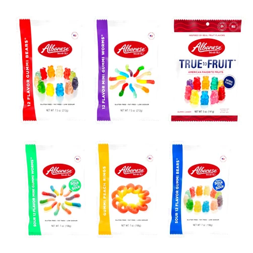 Albanese World's Best Gummi Variety Pack of Gummy Candy, Assorted Flavors 7oz & 7.5oz (Pack of 6)