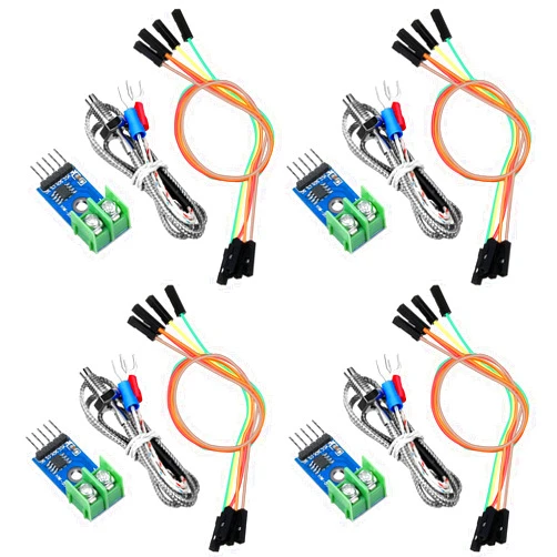 Weewooday 4 Sets Direct Current 3-5v Max6675 Themocouple Module and K Type Thermocouple Temperature Sensor Thermocouple Sensor Set M6 Screw with Cable Cord Compatible with Arduino/Raspberry Pi