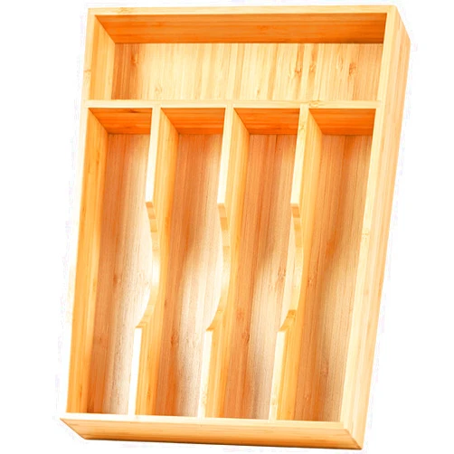 Umilife Bamboo Kitchen Drawer Organizer, 9 Inch Silverware Utensils Tray Holder for Small Drawer, Wood Caddy for Flatware Cutlery Knives