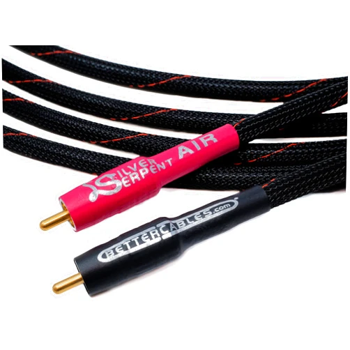 BETTERCABLES.COM 10 Feet Silver Serpent AIR Audiophile RCA Audio Interconnect Cables - Stereo Pair (2 Cables) Flagship, High-End, High-Performance, Premium Hi-Fi Audio