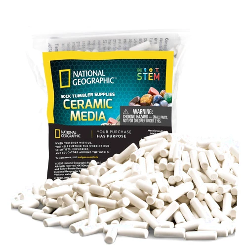 Blue Marble NATIONAL GEOGRAPHIC Ceramic Media for Rock Tumbling – 1.5 lb Ceramic Pellets, Tumbling Media for Rock Polisher, Use with Rock Tumbler Grit, Protects Rocks, Reusable, Rock Tumbling Supplies