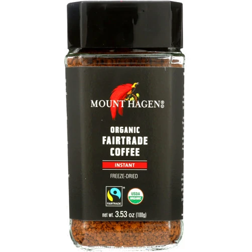 Mount Hagen Organic Instant Regular Coffee in Jar, Fairtrade, Freeze Dried, 3.53 Ounce (Pack of 6)