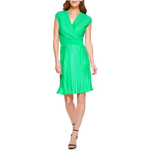 DKNY Women's Sleeveless V-neck Knit Dress, Apple Green, 8