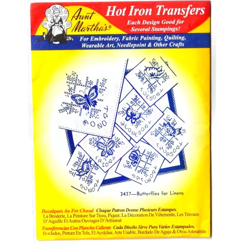 Aunt Martha's Butterflies for Linens Aunt Martha's Hot Iron Embroidery Transfer