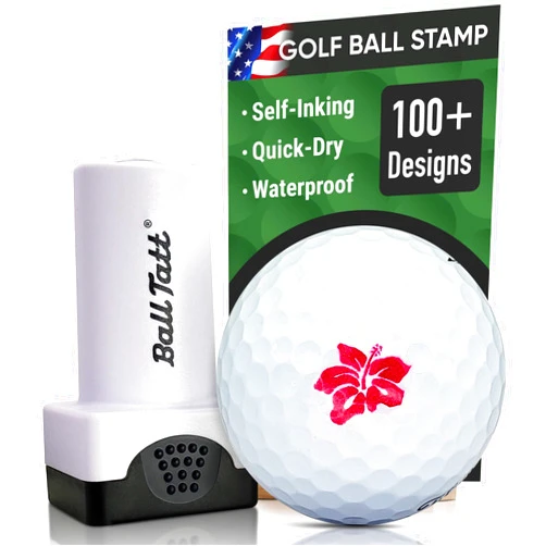 Ball Tatt Golf Ball Stamp - Self-Inking Marker - Quick-Dry Permanent Marking Tool, No Leaks or Refills, Reusable & Waterproof Golfing Stamper - Ideal Gift for Golfers, Dads, (Animals and Plants)