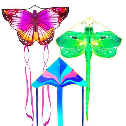 Crogift 3 Pack Large Kites - Butterfly Delta Dragonfly Kites Easy to Fly for Adults Kids Beach Park Outdoor Game Activities, Gifts for Easter and Festival