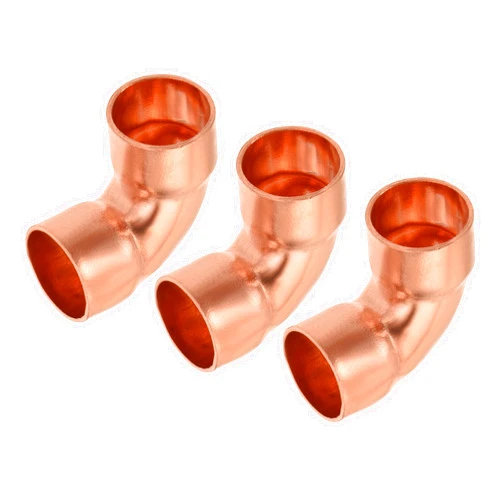 MECCANIXITY 90 Degrees Elbow Copper Pipe Fitting Brazing Connection 1/2 Inch ID for HVAC Cooling Equipment, Pack of 3