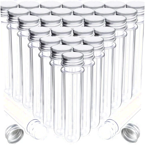 HNYYZL 30 Pack Science Party Test Tubes 45 ml 25x140mm,Clear Plastic Test Tubes Gumball Candy Tubes, Bath Salt Vials Christmas Birthday Gifts