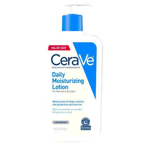 CeraVe Daily Moisturizing Lotion for Dry Skin, Body Lotion & Face Moisturizer with Hyaluronic Acid and Ceramides, Daily Moisturizer, Fragrance Free, Oil-Free, 19 Ounce