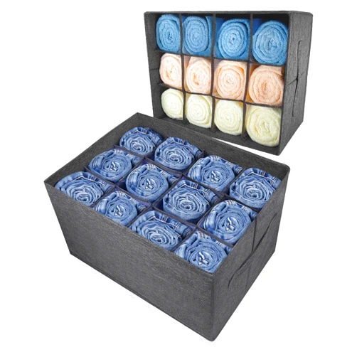 EASEVE 2Pcs Closet Organizers and Storage Bins for Clothes - 12 Cell Drawers Organizer Grid Storage Box for Jeans Pants Sweater Towel T-shirts, Wardrobe Shelf Dividers Closets Organization