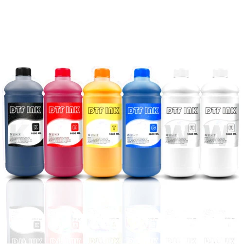 MEZOO DTF Ink 1000ml Premium DTF Transfer Ink for PET Film Compatible for Direct to Film Printers with Printhead ET-8550 L1800 L805 XP15000 R1390 4720 I3200 XP600 DX7 DX5 5113 Printer(6 Pack,2W+BCMY)