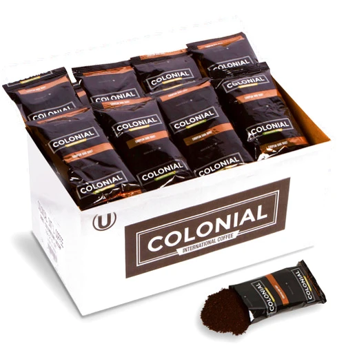 COLONIAL INTERNATIONAL COFFEE Colonial Coffee Packets, Pre Ground Coffee Packs, European Dark Roast Coffee, Bulk Single Pot Bags for Drip Coffee Makers, (2.5 oz Bags, Pack of 32)