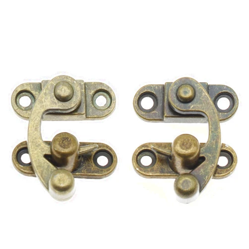 FDXGYH 1 Pair Antique Hook Hasp Latch Left Right Mini Swing Arm Clasp Latch Vintage Style Zinc Alloy Hook Latch with Mounting Screws [FDXGYH,Bronze]