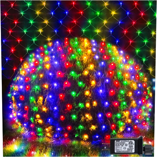 LitHome Colorful Christmas Net Lights Outdoor Mesh Lights, 14.8ft x 5ft 300 LED Multicolor Net String Lights 8 Modes Connectable Fairy Mesh Twinkling Christmas Lights for Bushes Tree Party Yard Garden Decor