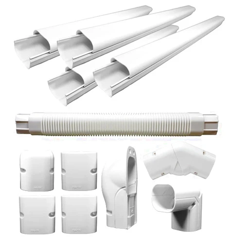 DiamondAir 13 ft Ductless Mini Split Line Cover Kit – Paintable UV-Resistant 4in Wide Decorative PVC for Copper, Wire & Drain Line