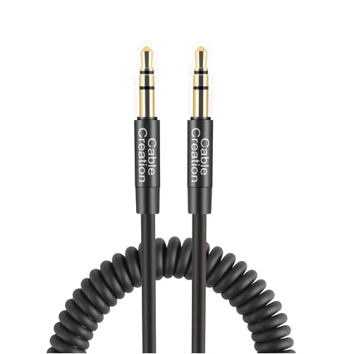 CableCreation Aux Cord for Car (1-4FT), Coiled 3.5mm Audio Cable Male to Male,1/8 Auxiliary Stereo Aux Cable for 3.5mm DC Plug Port Device,Headphones,Car Stereos,Speaker, Black