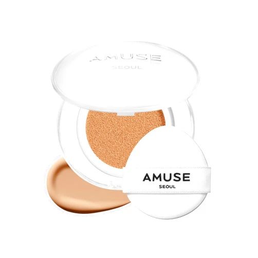AMUSE SEOUL Ceramic Skin Perfector Cushion Foundation (3.5 SAND), Flawless Coverage, Semi Matte Glow, Long Lasting, Lightweight Satin Finish, Vegan, Korean Beauty Makeup (15g)