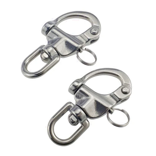 keehui Pair 2-3/4inches Swivel Eye Snap Shackle Quick Release Bail Rigging Sailing Boat Marine 316 Stainless Steel for Sailboat Spinnaker Halyard