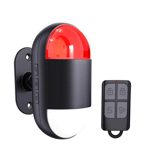 AMHEY Motion Sensor Alarm Indoor: Wireless Motion Detector Alarm with Siren & Strobe (125dB, 328ft Remote Control, Battery Operated), Portable Door Chime Bell Alert Burglar for Shop Home Garage Shed Car