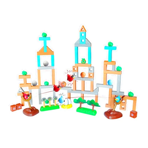 ROLOSO Newly Licensed Angry Birds Toys Playsets Build N’ Launch Construction Brick Assembly Building Blocks Sets Pig City Strike 2 Takedown Space Planet Game Catapult Slingshot Gift Box 97pcs