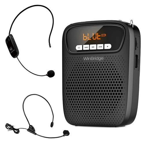 HW HAOWORKS Portable Voice Amplifier Wireless & Wired Headset Microphone Speaker Mini Lightweight Personal Classroom Mic for Teachers Supports AUX Input,Bluetooth 5.0,Recording - S278UHF