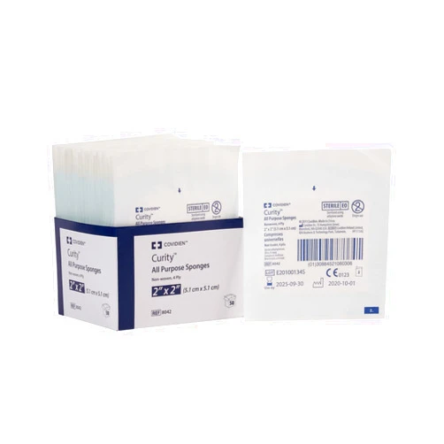 Covidien 8042 Curity Non-Woven All-Purpose Sponge, Sterile 2's in Peel-Back Package, 2