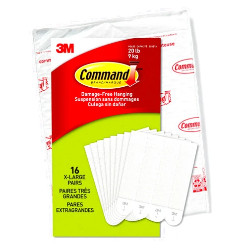 Command 20 lb X-Large Picture Hanging Strips, 16 Pairs White Command Strips Heavy Duty, Damage-Free Picture Hanger X-Large White