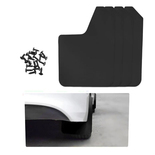 KVAEY 4PCS Universal Car Mud Flaps, Vehicles Mudguard Mudflap Dirty Trap Front Rear Set with 20 Fastener Rivet Clips, Flexible Bendable Splash Guard Flap for Sedan Van SUV Truck (Black)