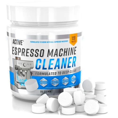 ACTIVE Espresso Machine Cleaning Tablets Descaling - 120 Tabs | Compatible with Breville Barista Express, Gaggia, Delonghi, Jura, Philips | Expresso Maker Backflush Oil Remover Solution Cleaner Clean Tablet