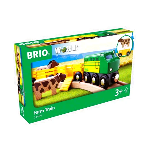 BRIO World 33404 - Farm Train | 5-Piece Wooden Toy Train Set for Kids | Ideal for Ages 3 & Up | Certified Sustainable Materials