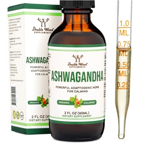 Double Wood Supplements Ashwagandha Organic Drops for Stress Relief (1,200mg, 60 Servings) Ashwagandha Tincture for Adrenal Support and Cortisol Manager (Vegan Safe, Gluten Free, Non-GMO) by Double Wood