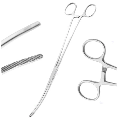 AAProTools 18 inch Long Curved Hemostat Forceps - Stainless Steel Locking Tweezer Clamps - Ideal Hemostats for Nurses, Fishing Forceps, Crafts and Hobby, Satin-Silver